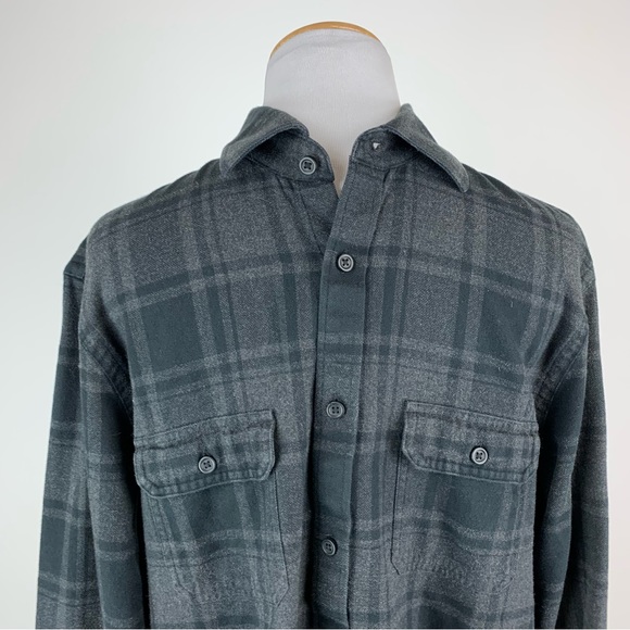 John W Nordstrom Black Plaid Elbow Patch Button Down Shirt Medium - Picture 2 of 9